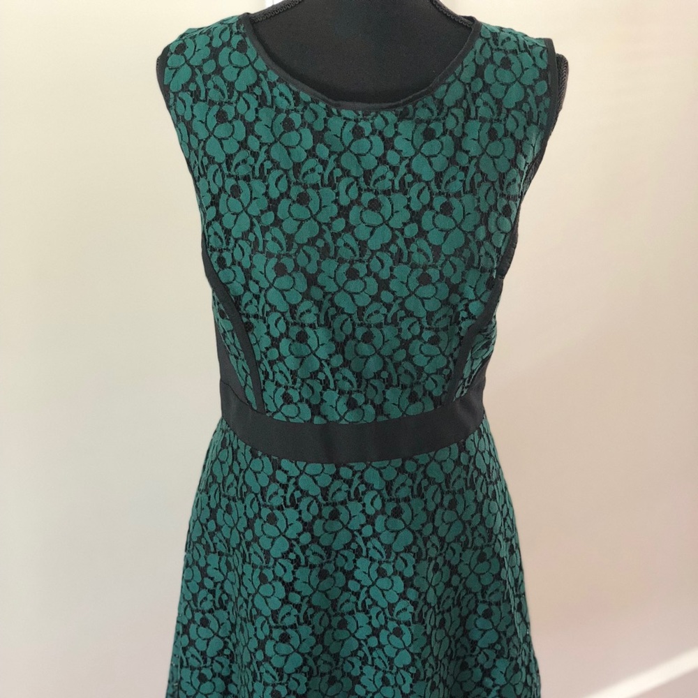 Black and green lace dress